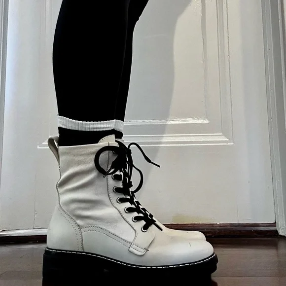 Rag and Bone Women's Cream Lace-Up Boots - Picture 4 of 7